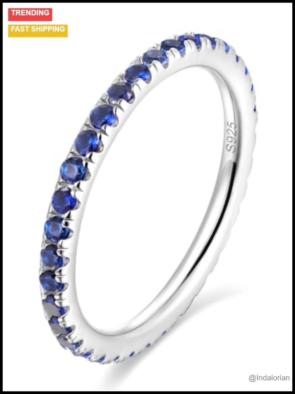 Sterling Silver Eternity Ring Lab Created Sapphire 925 Silver